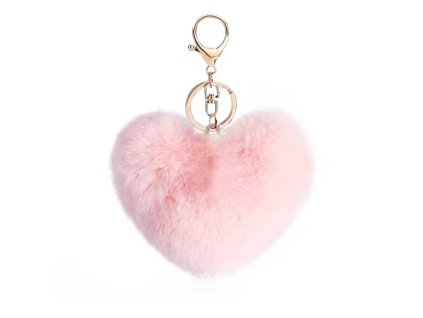 Přívěsek na klíče, kabelku plyšové Srdce - světle růžová