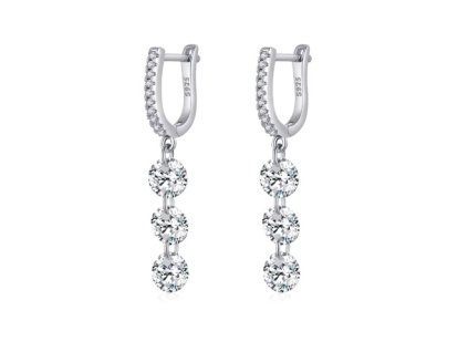 Stříbrné visací náušnice se zirkony – stříbro 925