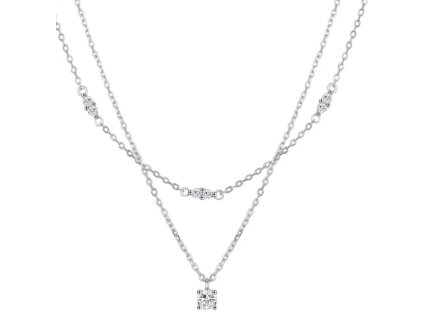 Stříbrný dvouvrstvý náhrdelník s moissanitem – stříbro 925