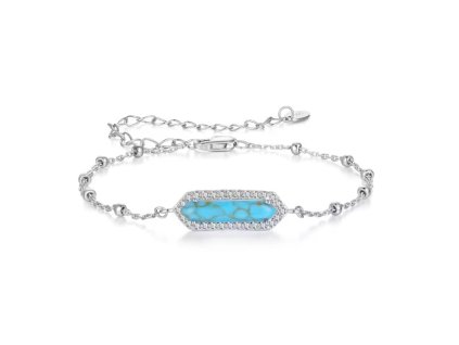 Jemný stříbrný náramek s tyrkysovým kamenem ze stříbra 925