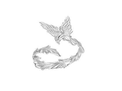 Výrazný stříbrný prsten s fénixem z patinovaného stříbra 925