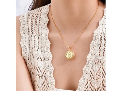 Náhrdelník s medailonkem Panny Marie a zirkony