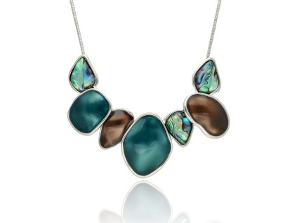 Dekoltový náhrdelník ELEGANCE v tyrkysových tónech s mušlí abalon 1