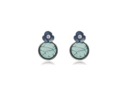 Jemné náušnice PRIMULA s květinovým detailem v chladných tónech 1