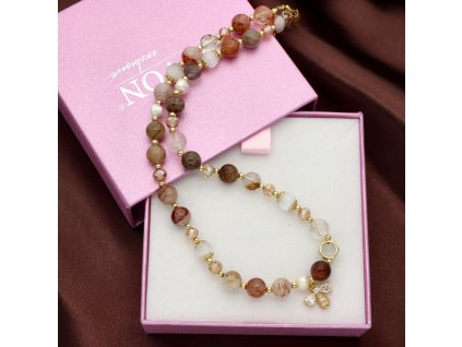 Náhrdelník LOVELY STONES s přírodními odstíny a třpytivým přívěskem 1