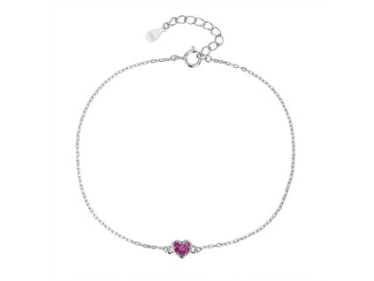 Stříbrný náramek Srdce s červenými zirkony – anker
