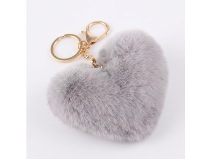 Huňatá klíčenka Srdce – světle šedá