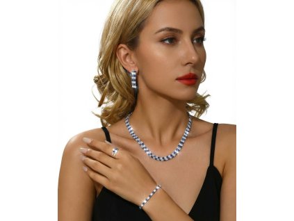 Dárkový set svatebních šperků s modrými kameny