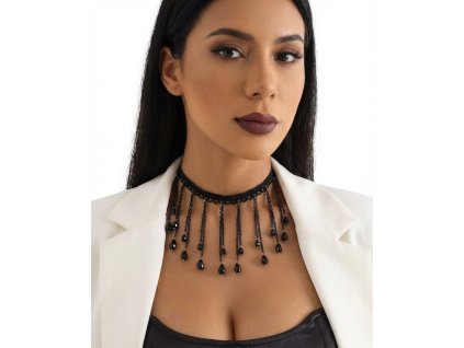 Výrazný gotický náhrdelník s třásněmi