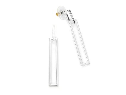 Geometrické náušnice Colibra s otevřeným obdélníkem postříbřené