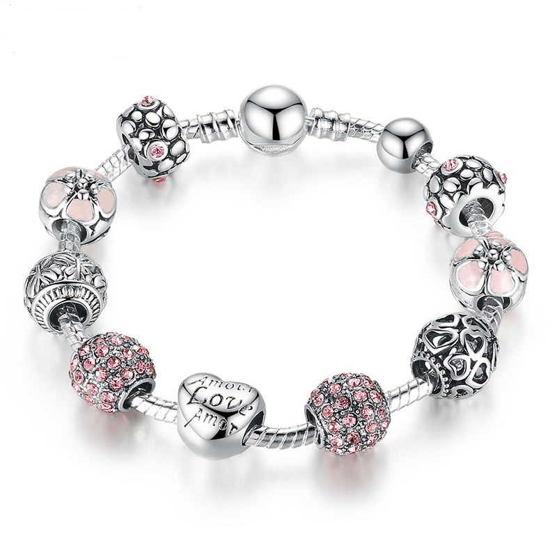 B-TOP Dámsky Náramok s korálky PINK CRYSTAL 61169