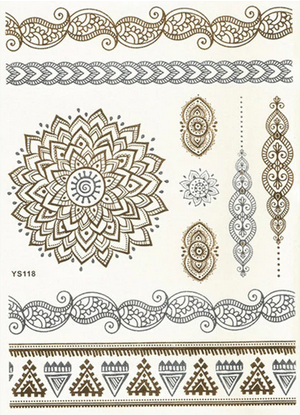 Dočasné tetovanie "LOVE MANDALA" - zlatá/strieborná