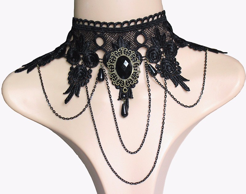Dámsky Choker náhrdelník GOTHIC - čierna