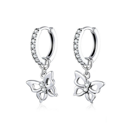 NÁUŠNICE KRÚŽKY MOTÝĽ - STRIEBRO 925