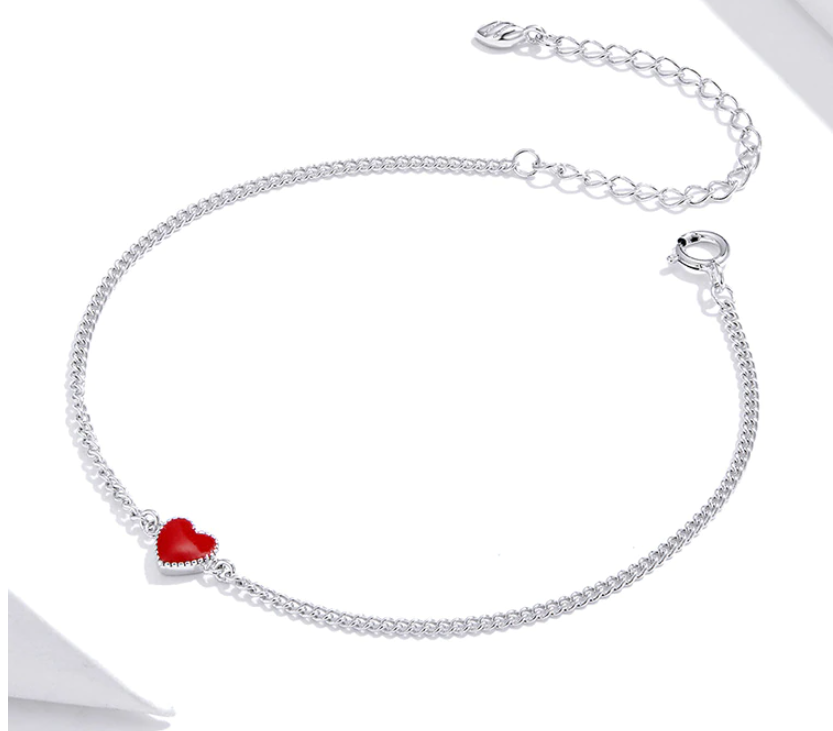 Náramek RED HEART - STŘÍBRO 925
