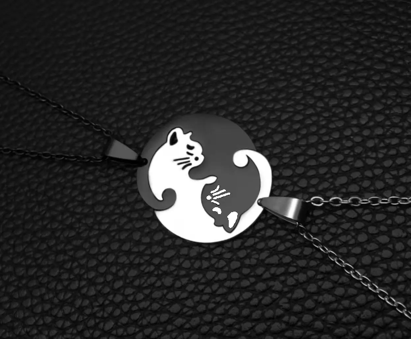 Unisex nerezové náhrdelníky YIN YANG MAČKY