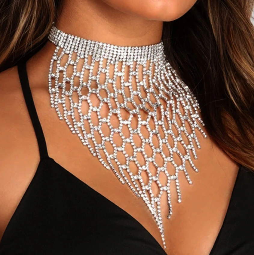 Dámsky kryštálový choker náhrdelník