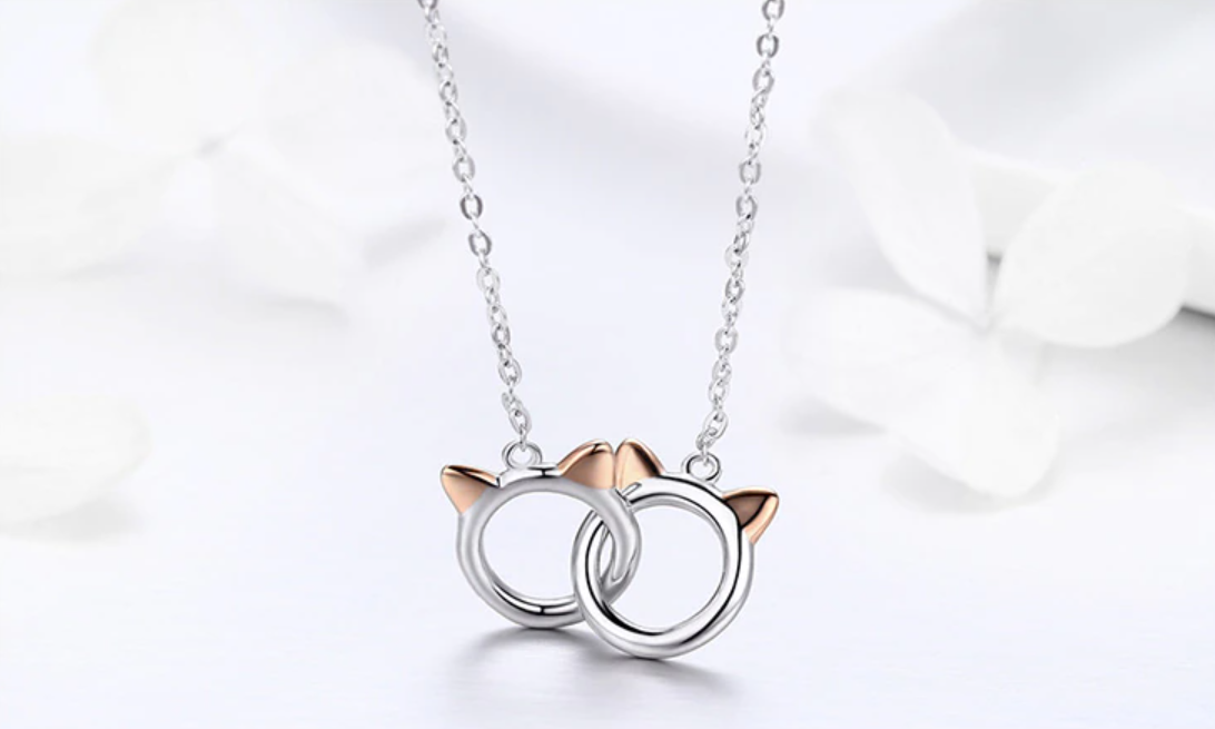 Náhrdelník Double Cats - Striebro 925