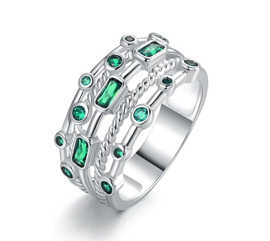 Prsteň so zelenými zirkónmi Noble Lady Velikost prstenu: 54,3mm