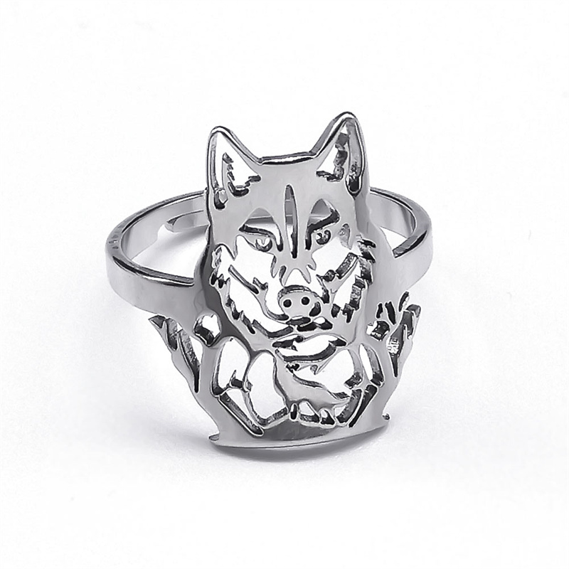 Prsteň z nerezovej ocele Vlk Druh barvy: Stříbrná