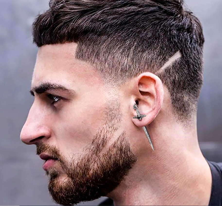 Pánska náušnica Meč