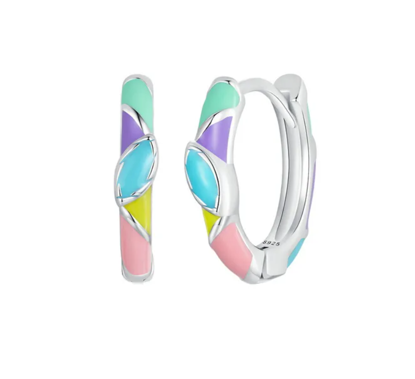 Náušnice krúžky Dúha - Striebro 925