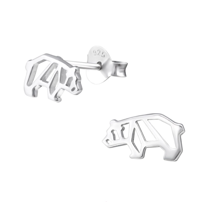 Náušnice Medveď - Striebro 925