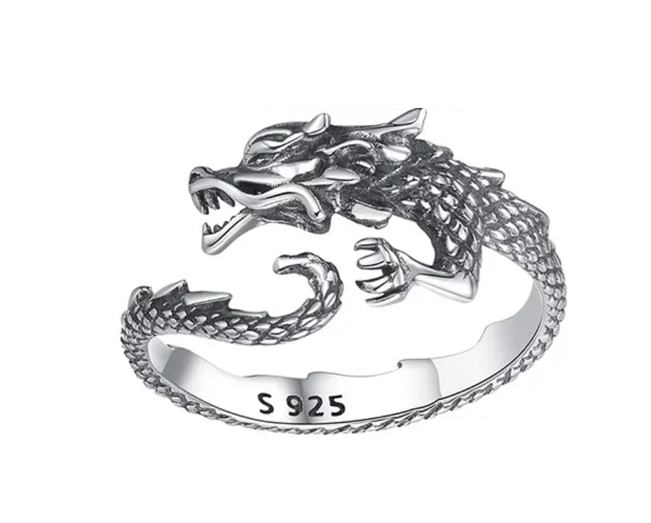 Vintage prsteň Dragon - Striebro 925
