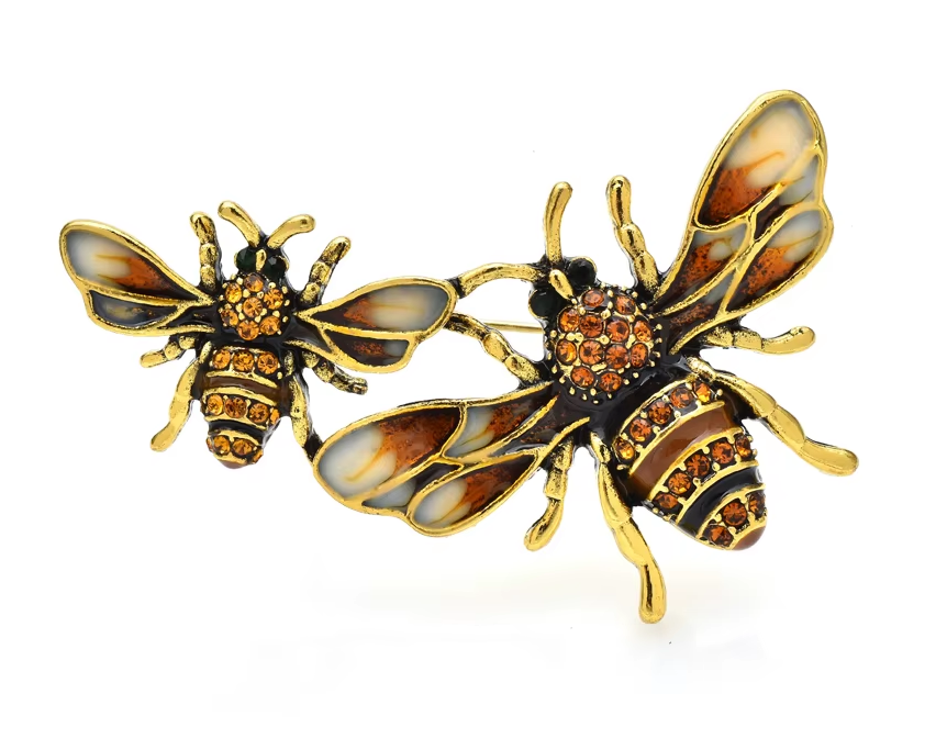 Vintage brošňa Dve včielky