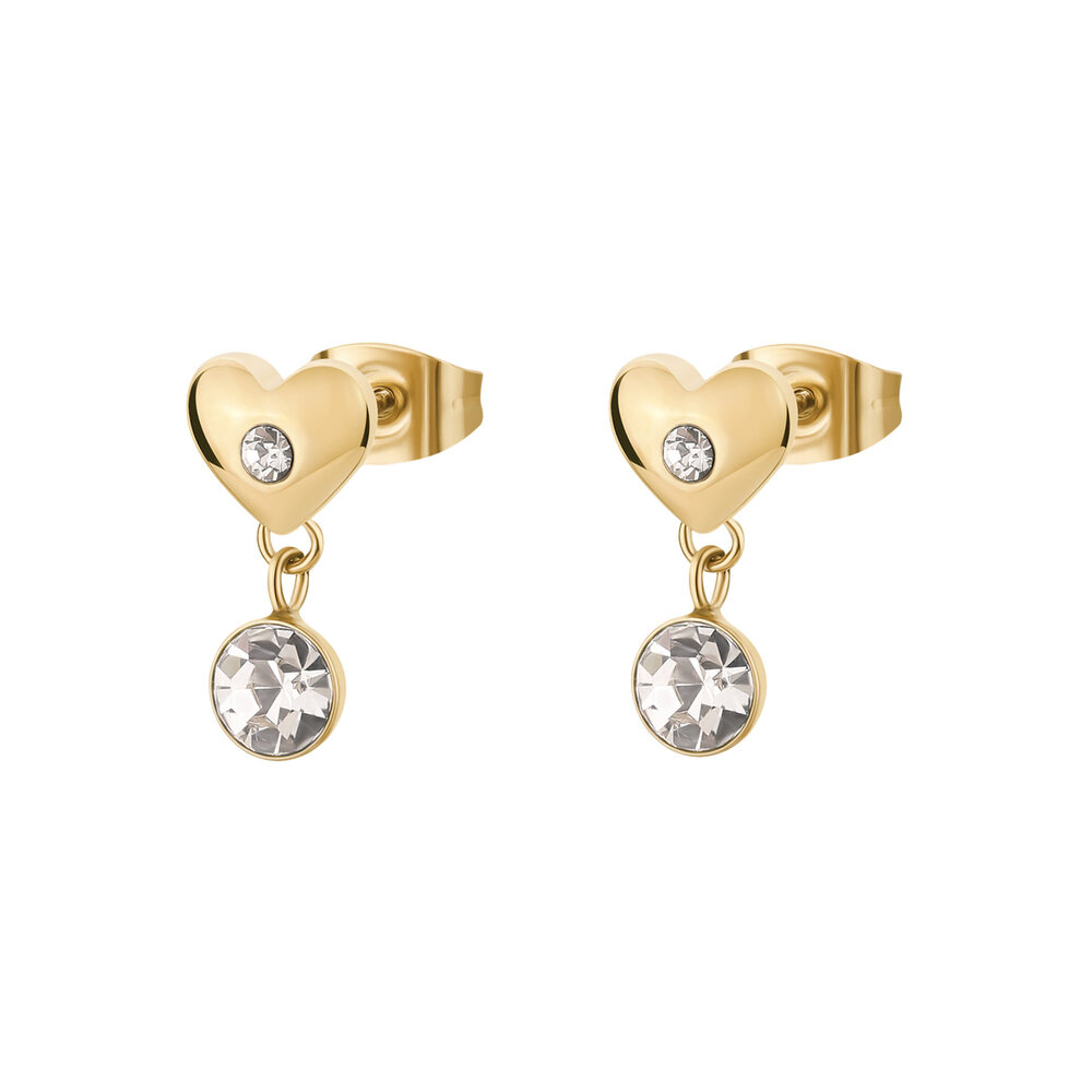 Náušnice Brosway Chakra zlaté Srdiečka s kryštálom