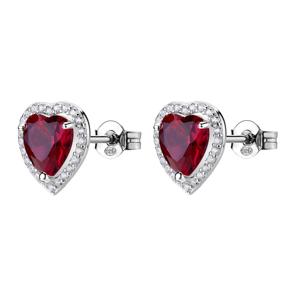 Náušnice Brosway Fancy Passion Ruby srdiečka s červeným kameňom - Striebro 925