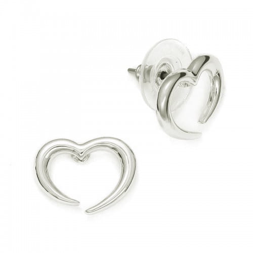 Náušnice otvorené srdiečka Colibra - strieborné