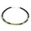 Módní pánský náhrdelník z přírodních korálků - zelená/ černá