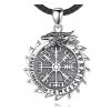 Vikingský náhrdelník Severský kompas "Vegvísir" s dračí hlavou - Stříbro 925