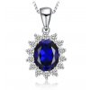 Dámský náhrdelník s tmavě modrým krystalem - postříbřený