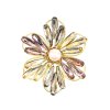 Brošňa Trojfarebný kvet s kryštálmi