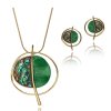 Designový náhrdelník a náušnice s perletí a zeleným detailem 1