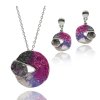 Umelecký komplet náhrdelníka a náušníc vo fialovo-ružovom tóne s efektom ombré