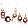 Umělecký set náhrdelníku a náušnic YVON s červenými kruhy a zlatým efektem 1