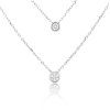 Stříbrný dvojitý řetízek s bílými zirkony - Stříbro 925