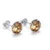 Stříbrné peckové náušnice se zirkonem v champagne odstínu – stříbro 925