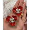 Dekorativní klips na knoflík ve tvaru květu s perličkami