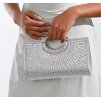 Elegantní stříbrná kabelka s krystaly a kovovým madlem