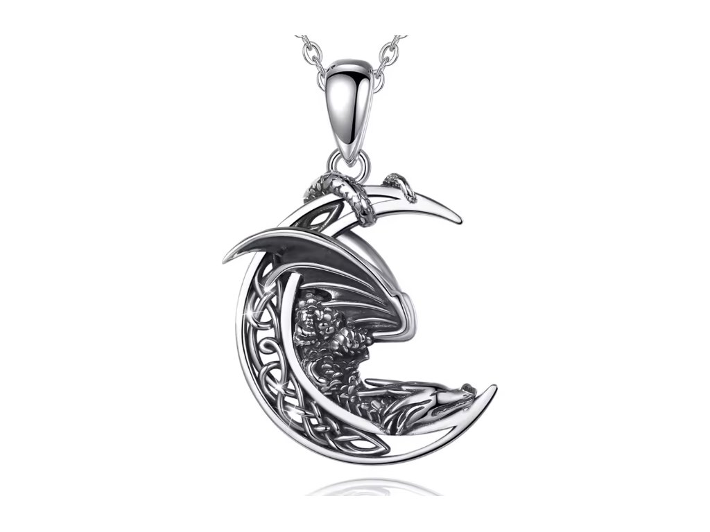 Vintage náhrdelník Moon Dragon - Stříbro 925