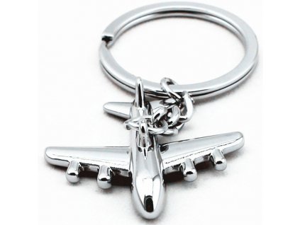 Přívěsek na klíče ve tvaru "LETADLO" - stříbrná