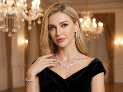 Luxusní souprava DRAHOKAM - postříbřená