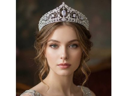 Luxusní korunka do vlasů LUXURY TIARA - stříbrná
