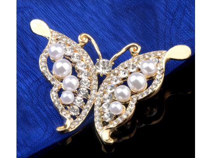 Brož Krystalový Motýl (Druh barvy Zlatá)