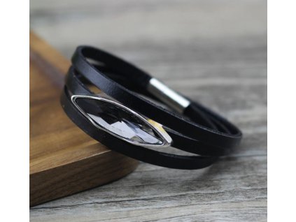 Dámský vícevrstvý kožený náramek Crystal
