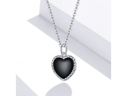 40908 nahrdelnik black heart stribro 925